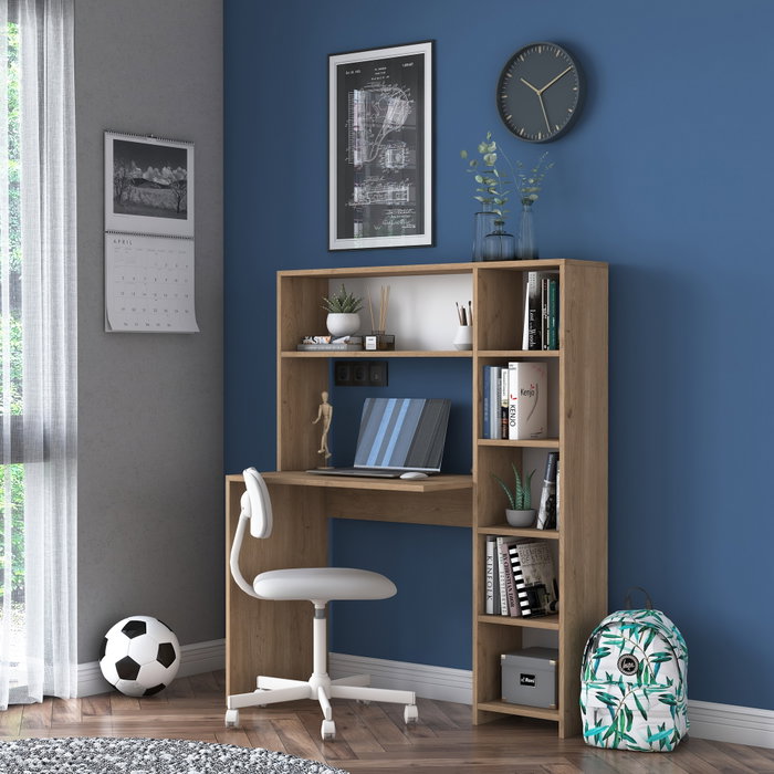 Hanah Home HA104 - 2025 Escritorio de estudio con estantería Roble Hanah Home HA104 - 2025 Escritorio de estudio con estantería Roble